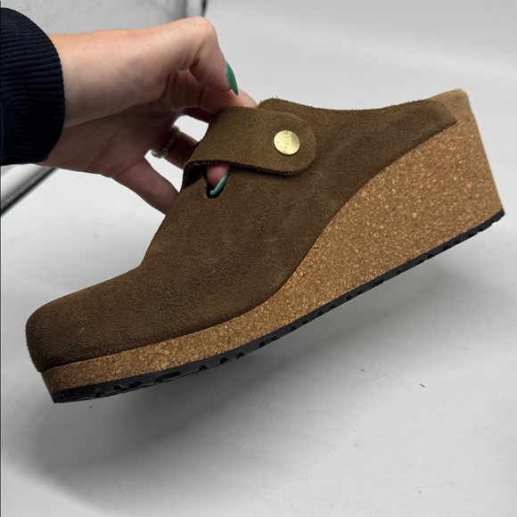 Birkenstock Papillio Fanny Ring-Buckle Suede Leather Clogs Dark Tea Brown - Picture 8 of 15